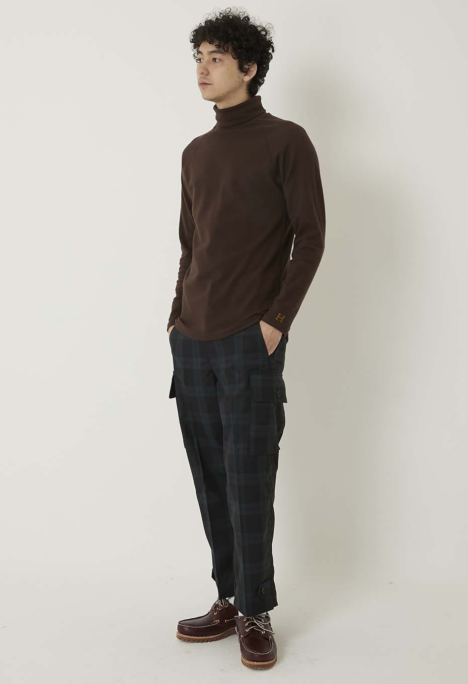 ストレッチフライス タートルネック ロングスリーブ Tシャツ - CHOCO