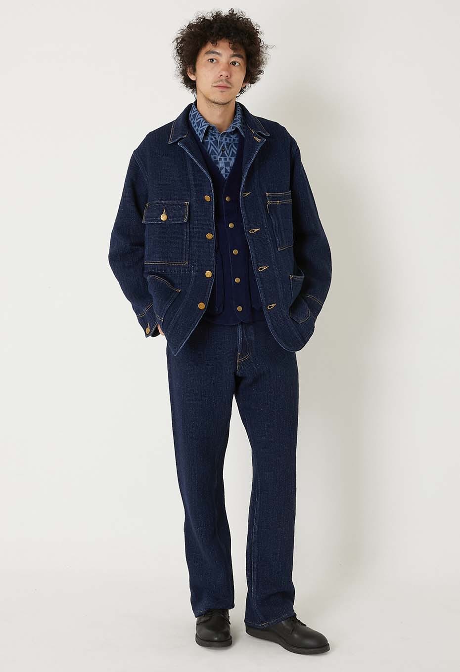 Flow jacquard denim jeans - INDIGO