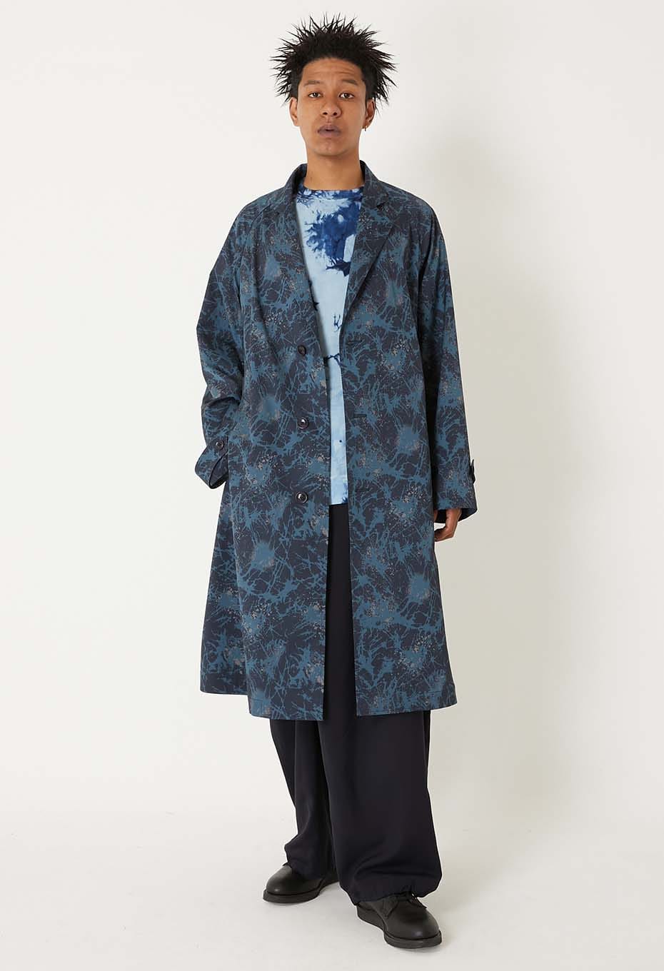 ショウカテンシャガラスプリント チェスターコート - NAVY