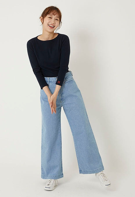 ストレッチフライス ボートネック ハーフスリーブ Tシャツ ウィメンズ - DARK NAVY