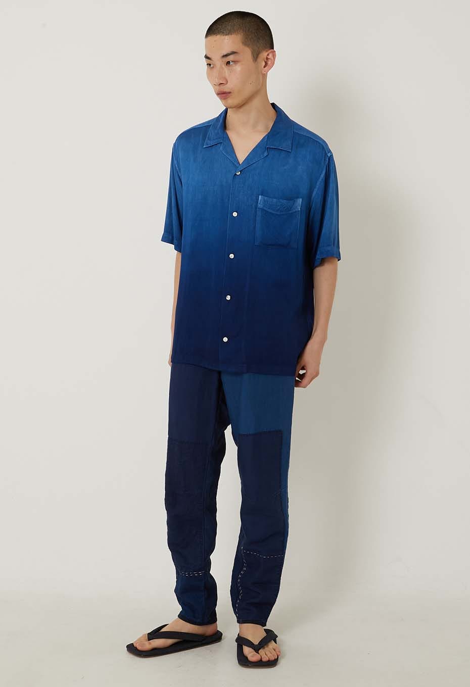 Woven Pure Indigo Tezome gradation aloha - INDIGO