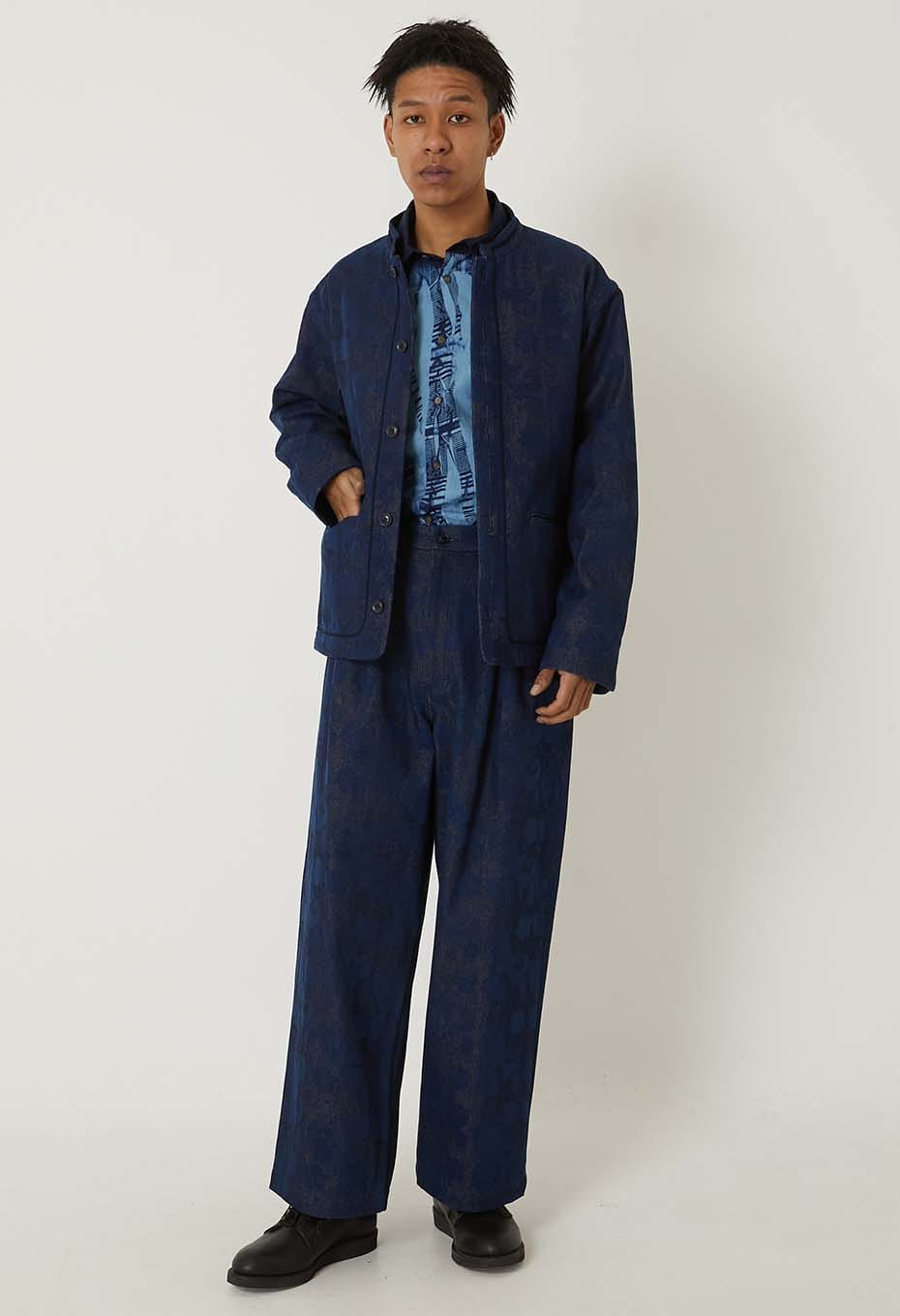 Chukubatsu Denim Tsujigahana Tuck Wide Pants - INDIGO