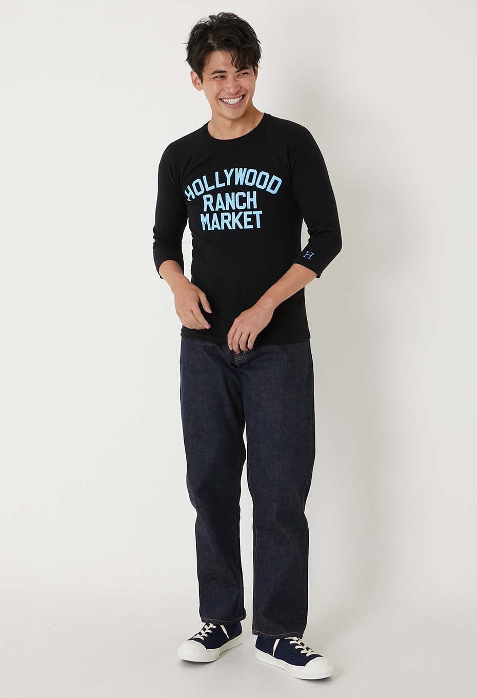 ストレッチフライス ダブルロゴプリント ハーフスリーブTシャツ - BLACK