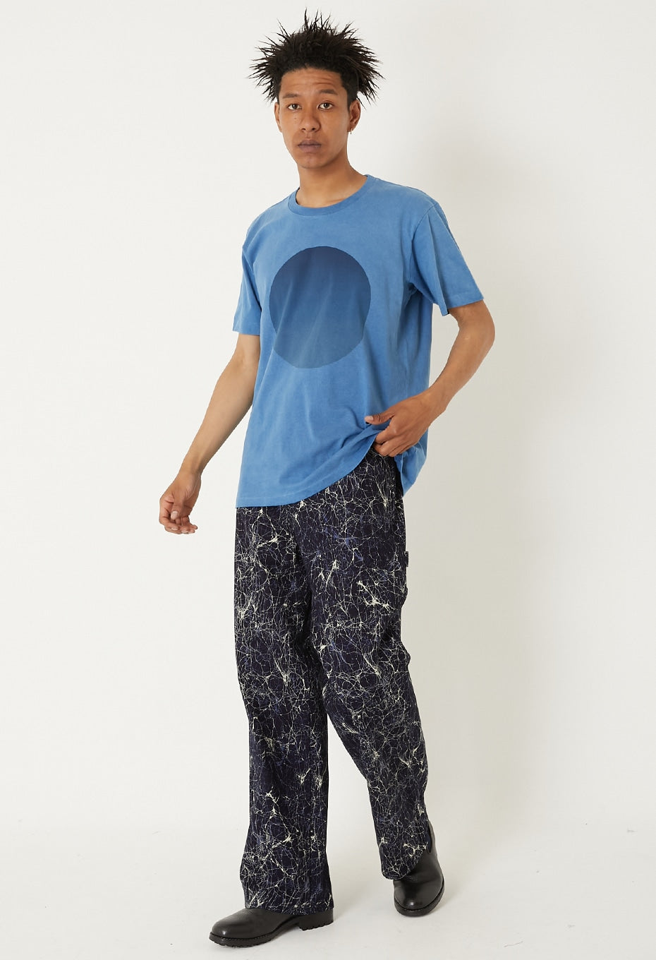 インディゴオオマルプリント ショートスリーブTシャツ - B