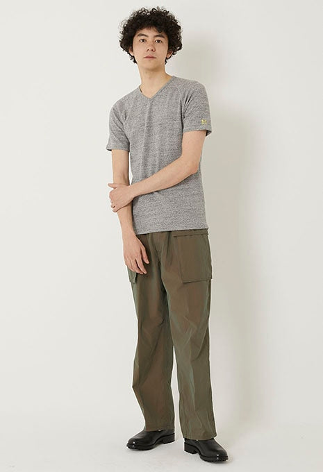 ストレッチフライス Vネックショートスリーブ Tシャツ - GREY