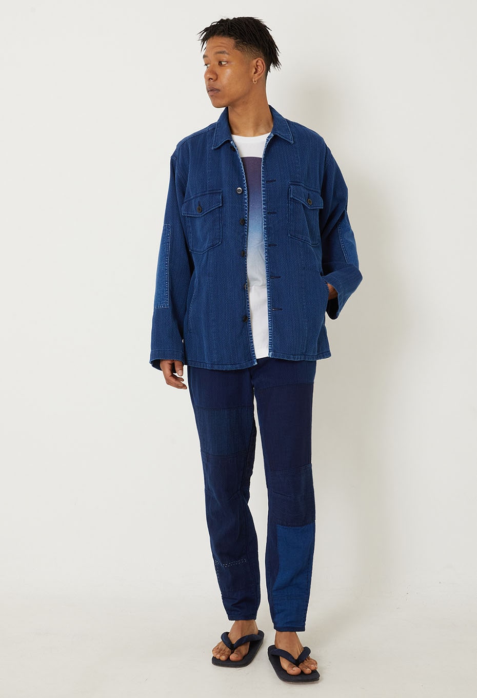 Kasezome Sashiko Fatigue Shirt - INDIGO