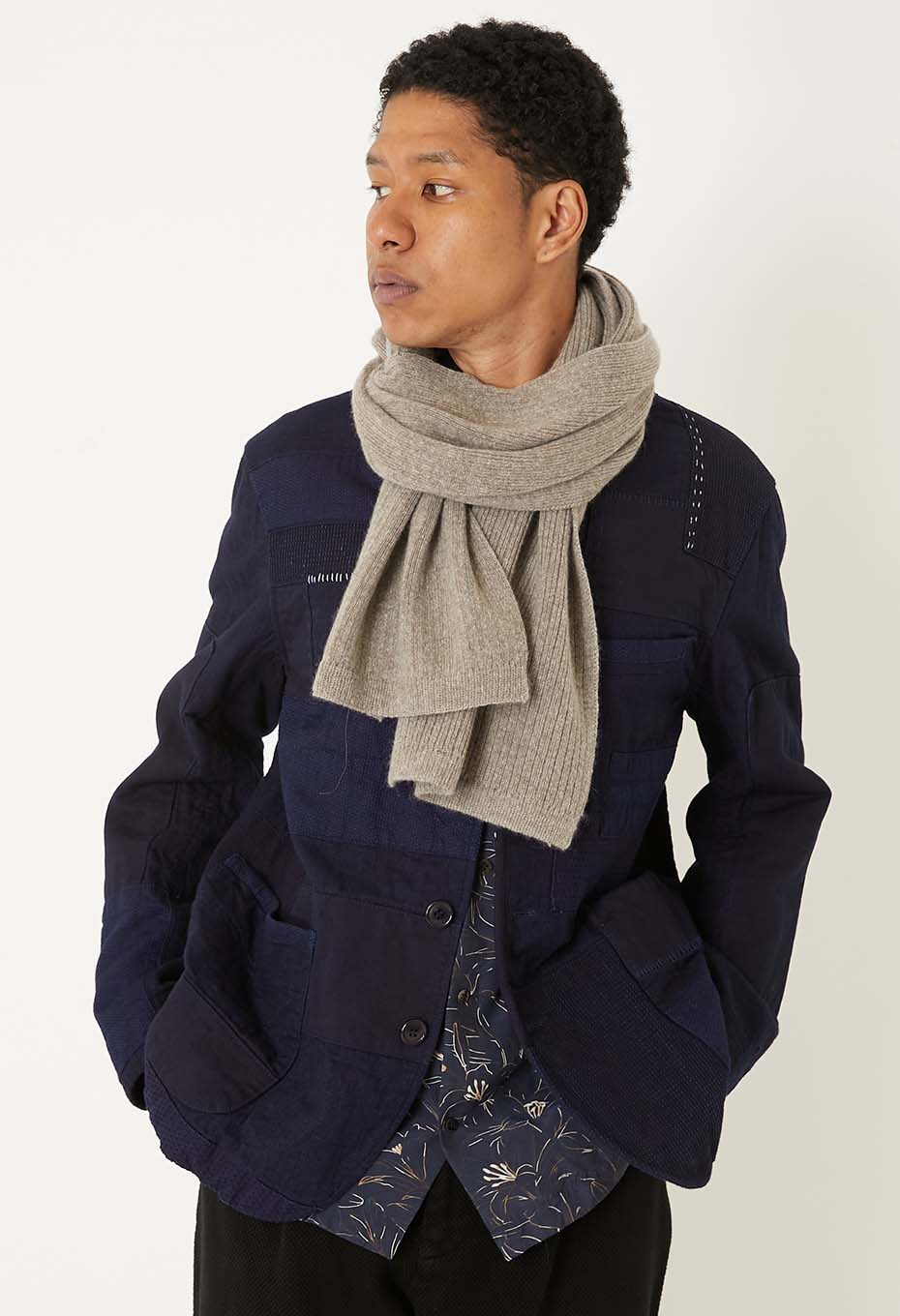 Yak Cashmere Ribbed Scarf - OATMEAL