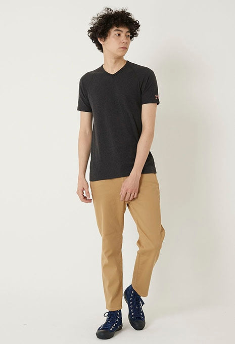 ストレッチフライス Vネックショートスリーブ Tシャツ - DARK GREY