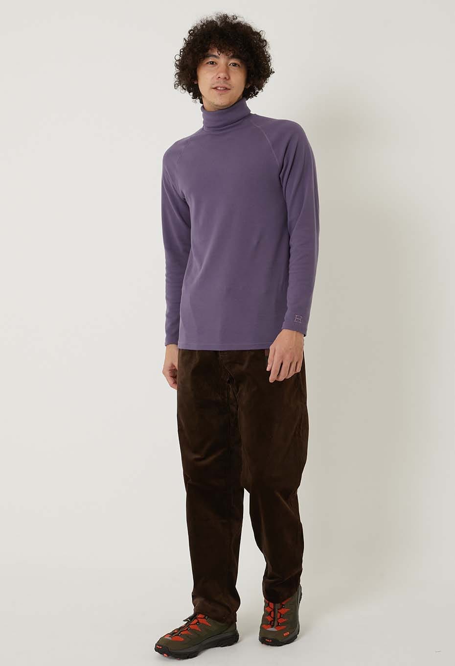 ストレッチフライス タートルネック ロングスリーブ Tシャツ - DK PURPLE