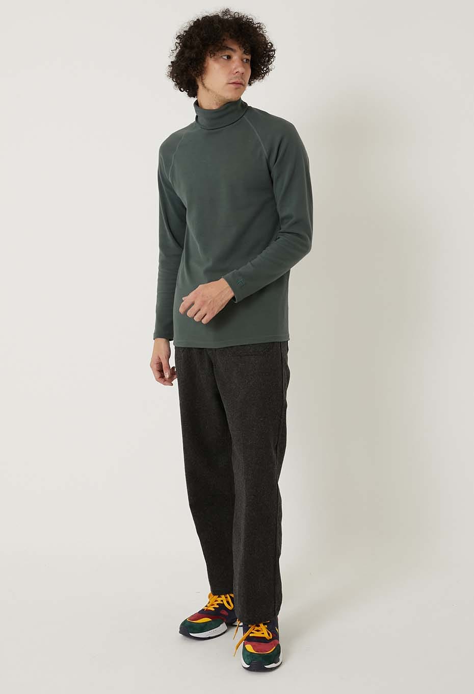 ストレッチフライス タートルネック ロングスリーブ Tシャツ - GREEN
