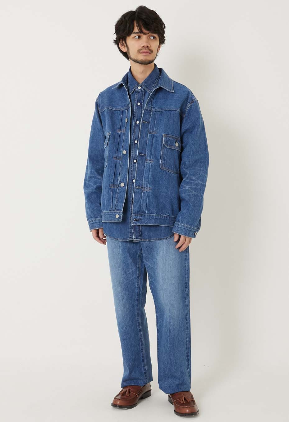PP02 MODスーピマセルビッチデニム ストレートジーンズ /FADE WASH - BLUE