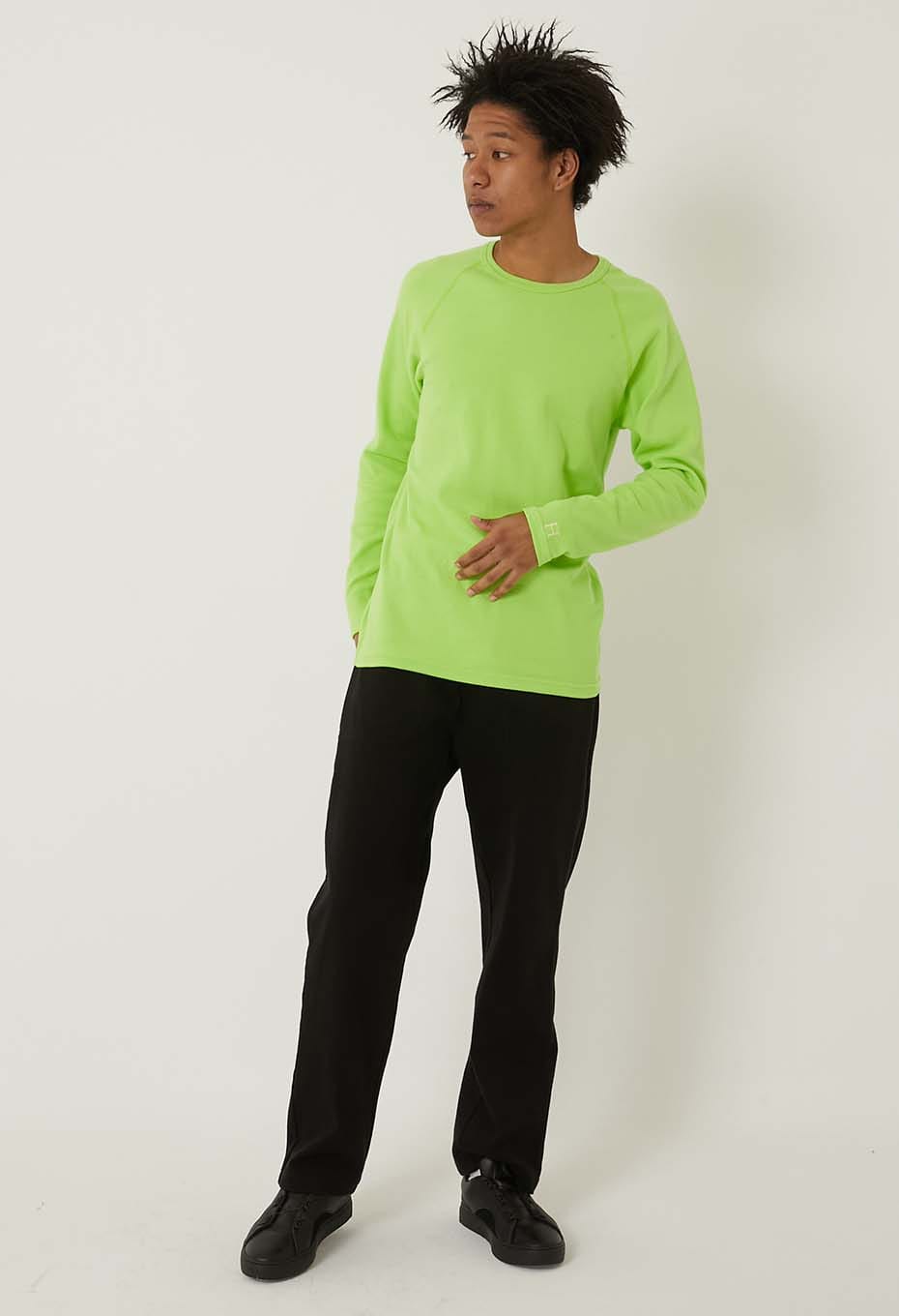 ストレッチフライス ロングスリーブ Tシャツ - YEL GREEN