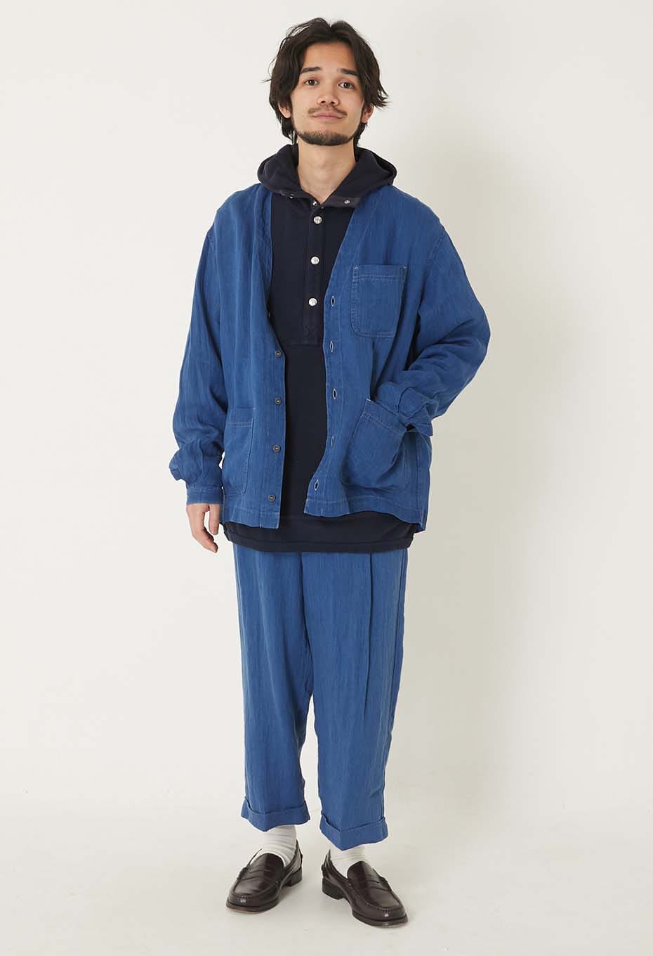 インディゴリネン ハイカウントツイル シャツカーディガン - INDIGO