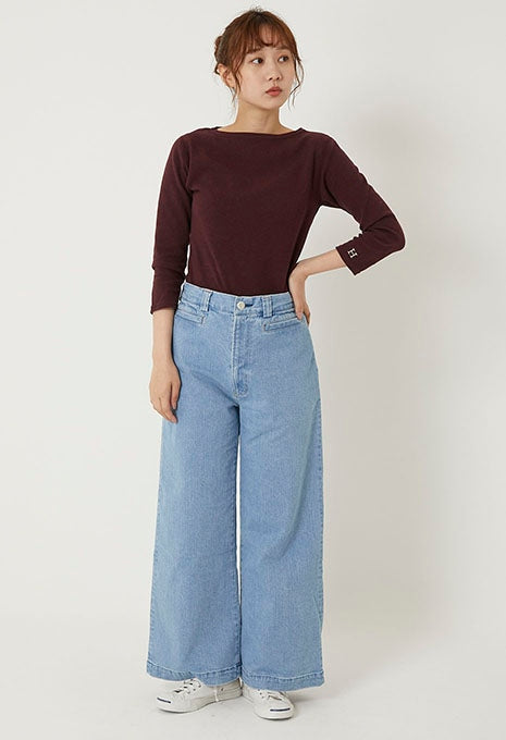 ストレッチフライス ボートネック ハーフスリーブ Tシャツ ウィメンズ - RED