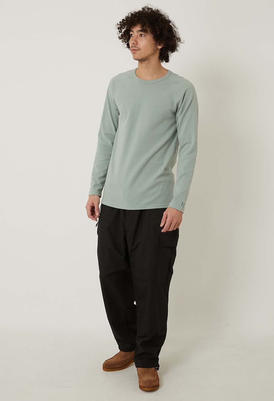 ストレッチフライス ロングスリーブ Tシャツ - SAGE GREEN