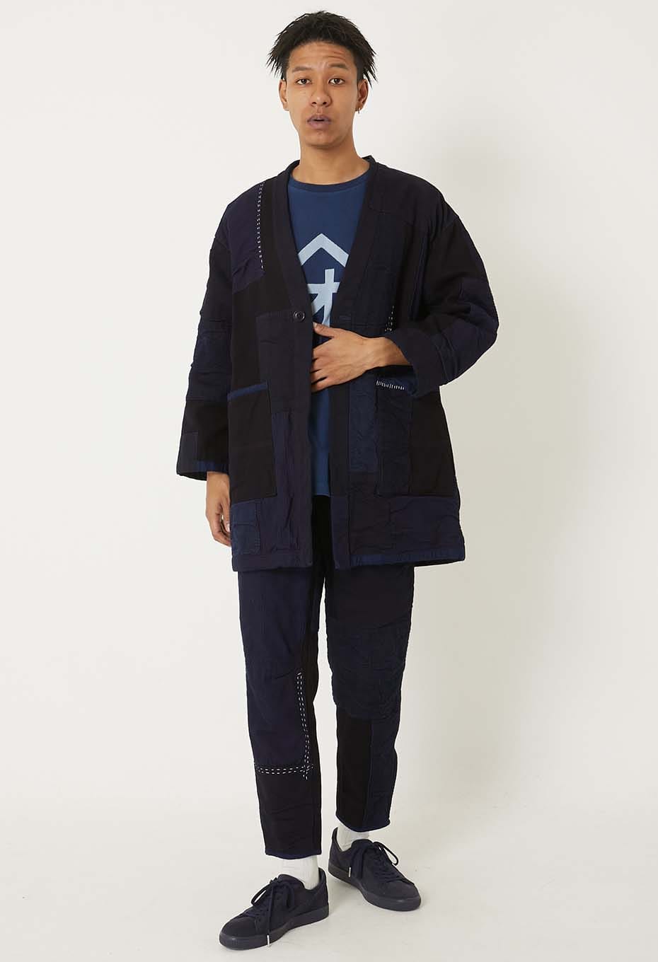 Woven Pure Indigo Sashiko Nenrin Haori - INDIGO