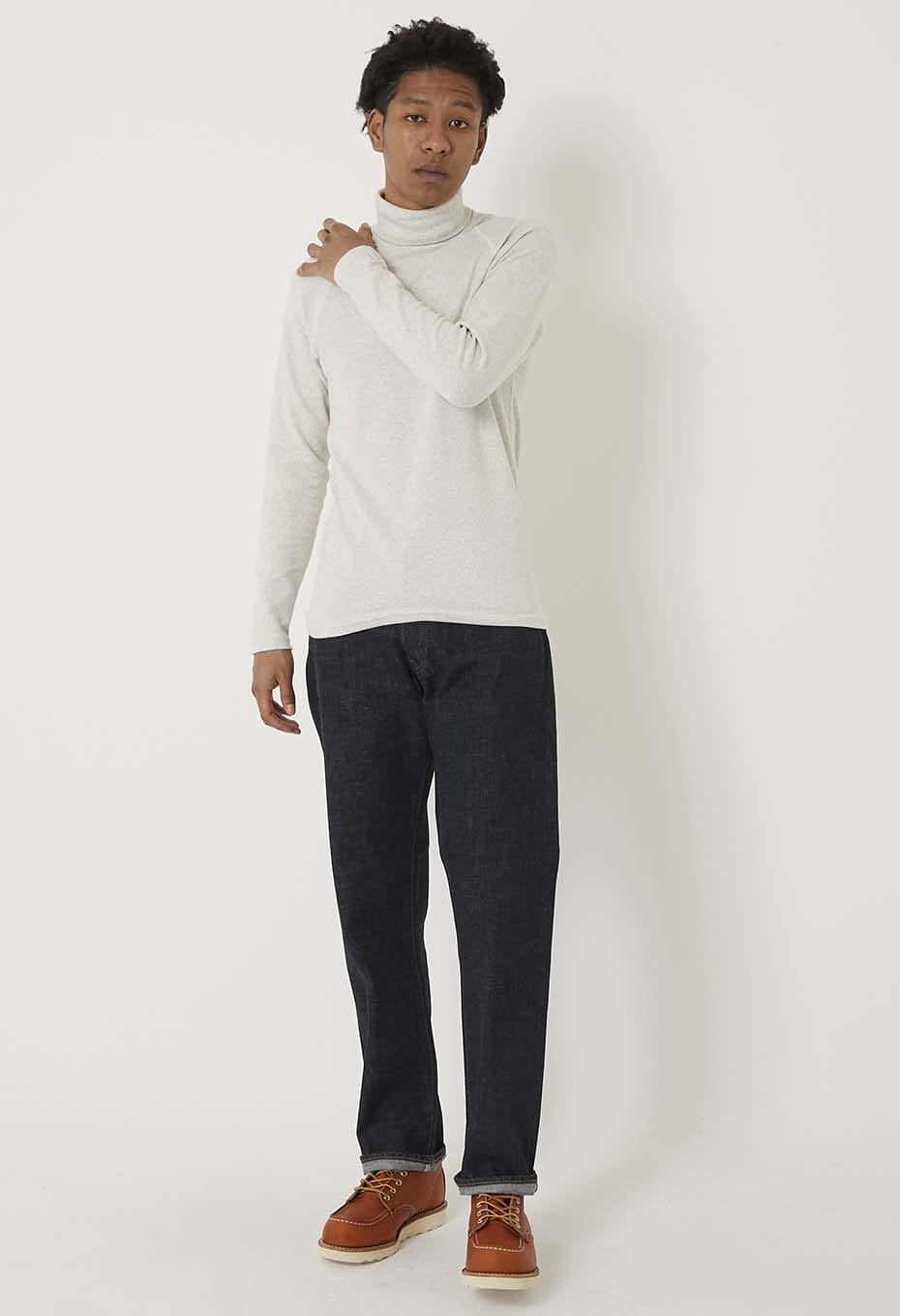 ストレッチフライス タートルネック ロングスリーブ Tシャツ - NATURAL