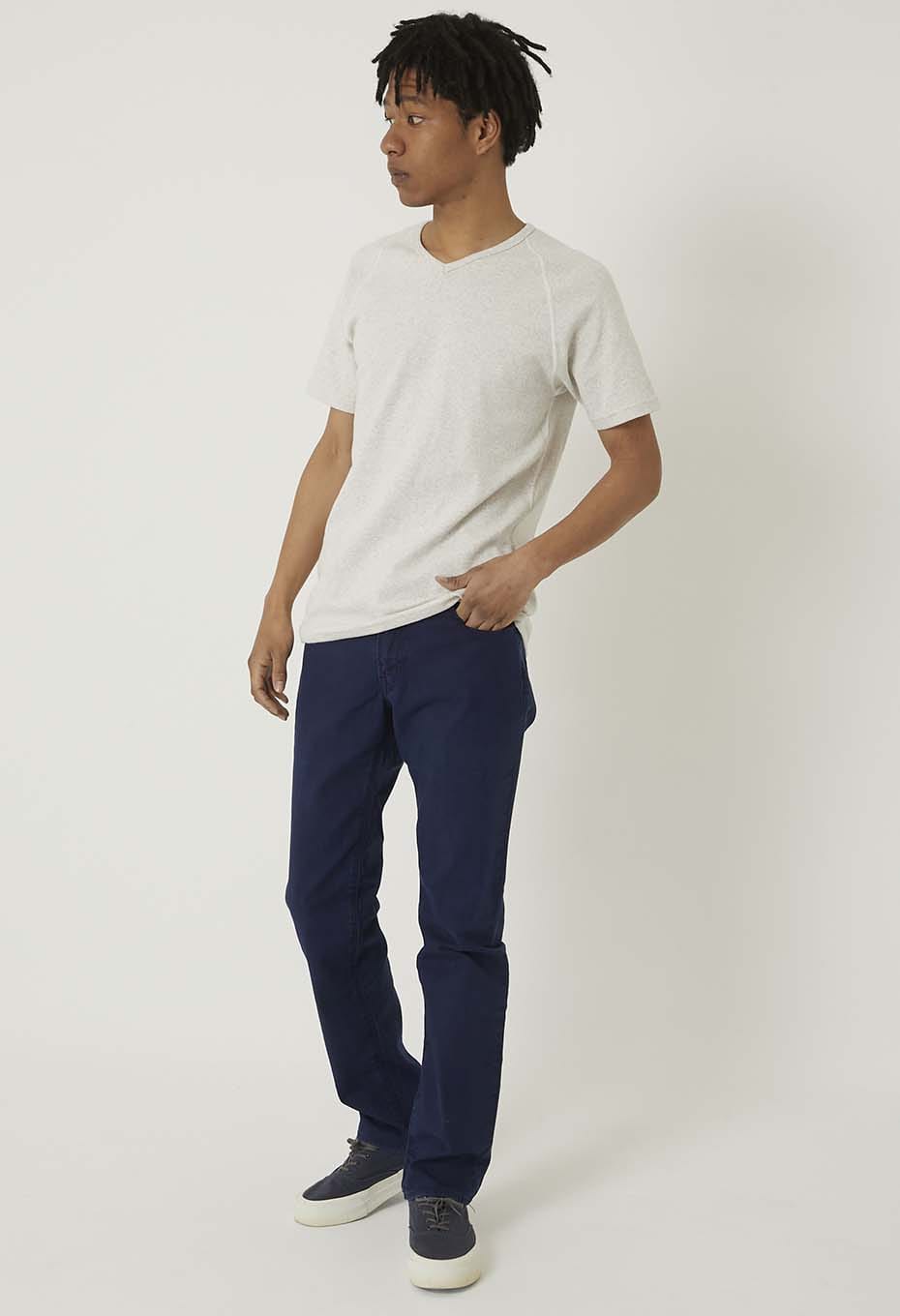 ストレッチフライス Vネックショートスリーブ Tシャツ - NATURAL
