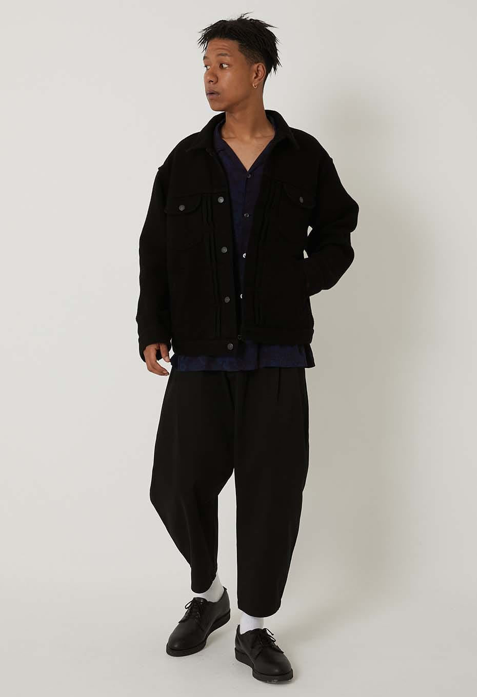 Nijuorisashiko Dark Black Trucker Jacket - BLACK