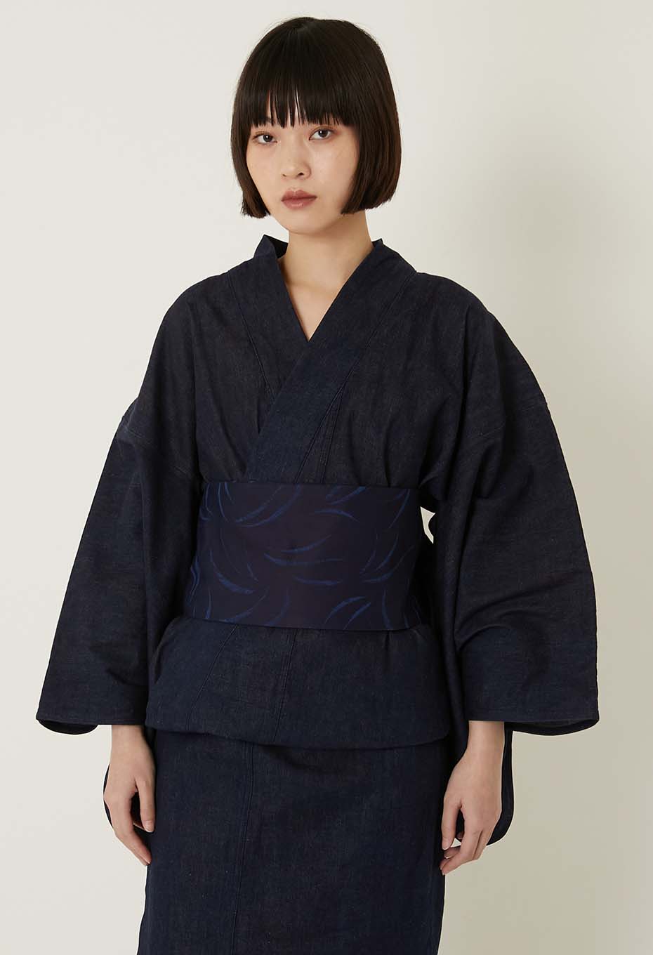 Indigo Mebuki Jacquard Han Habaobi - INDIGO