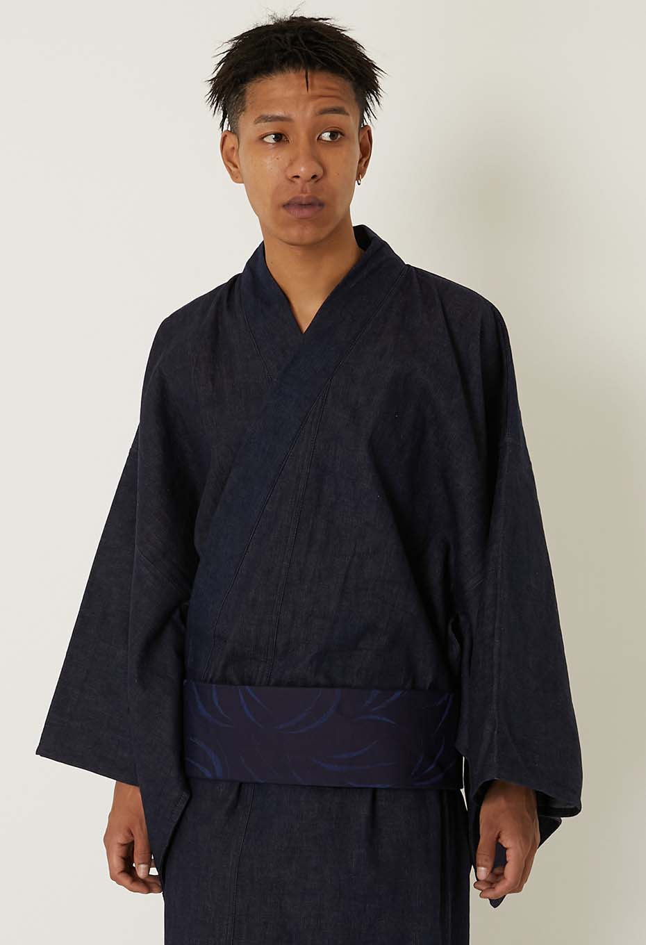 Indigo Mebuki Jacquard Kakuobi - INDIGO