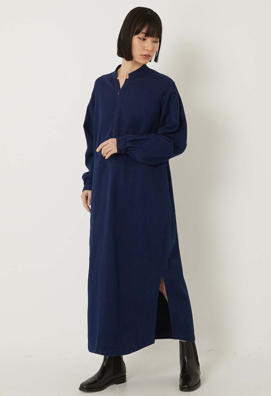 Kasezome Sashiko Smock dress - INDIGO