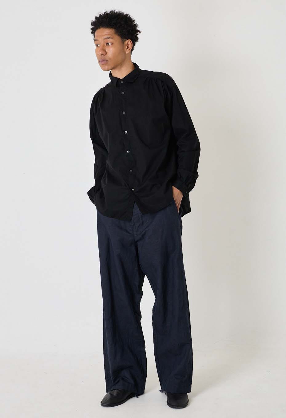 Kyokurozome gathered shirt - BLACK