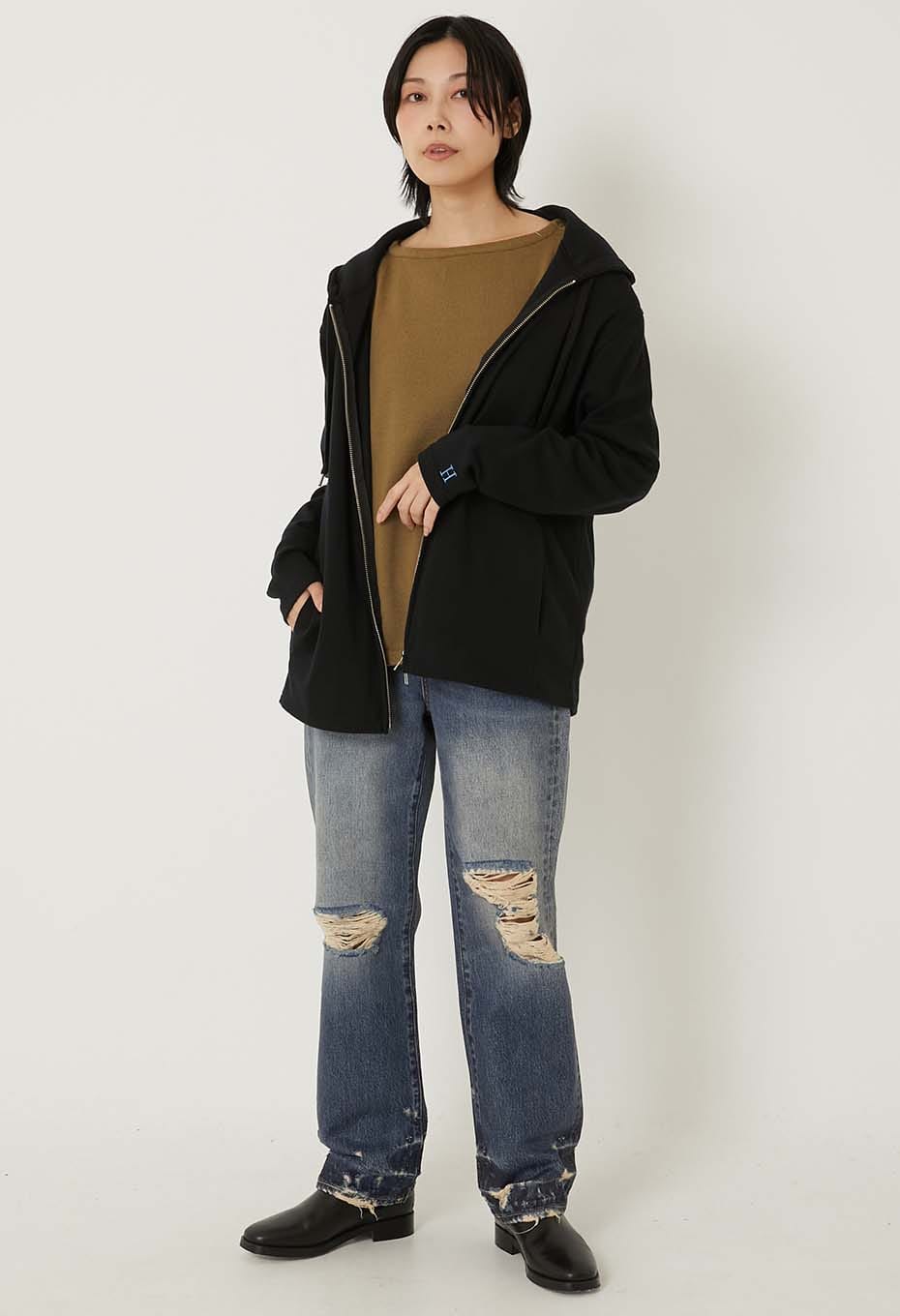 ストレッチフライス 9.5oz ZIPUP パーカー - BLACK