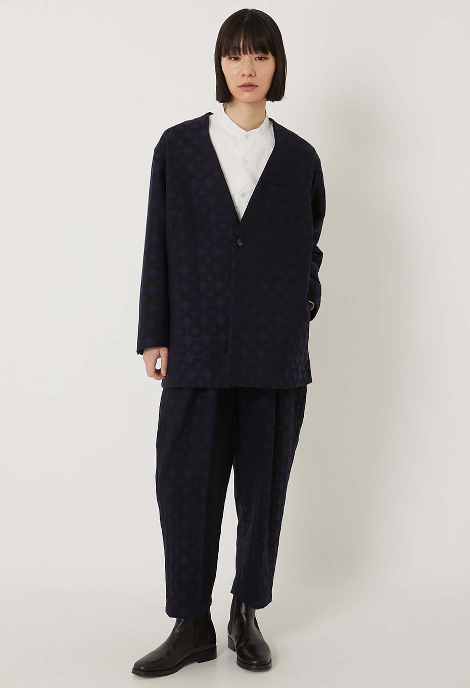 シッポウジャカード 1Bノーカラージャケット ウィメンズ - DARK NAVY