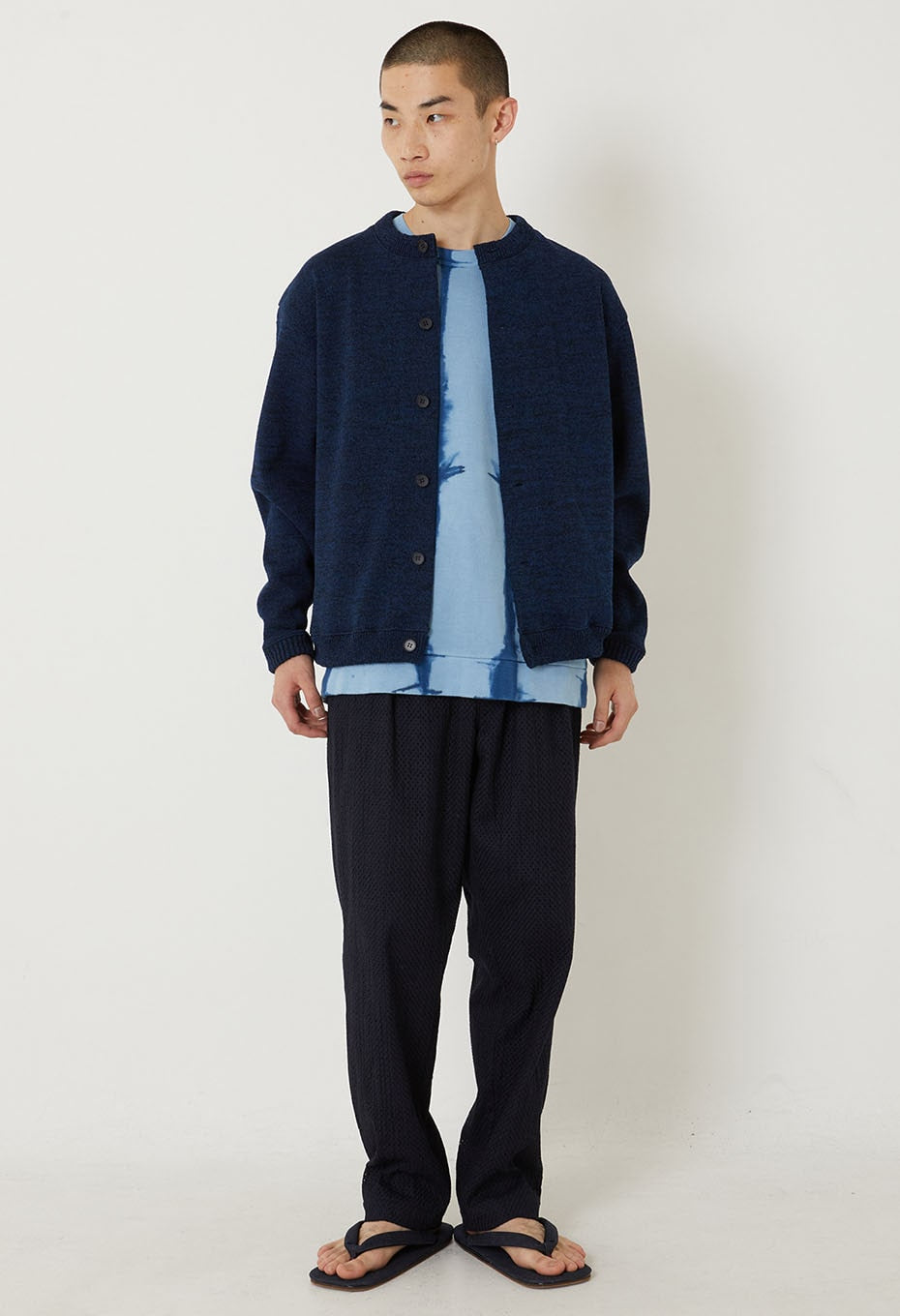 Indigo kamiito bonding cardigan - INDIGO