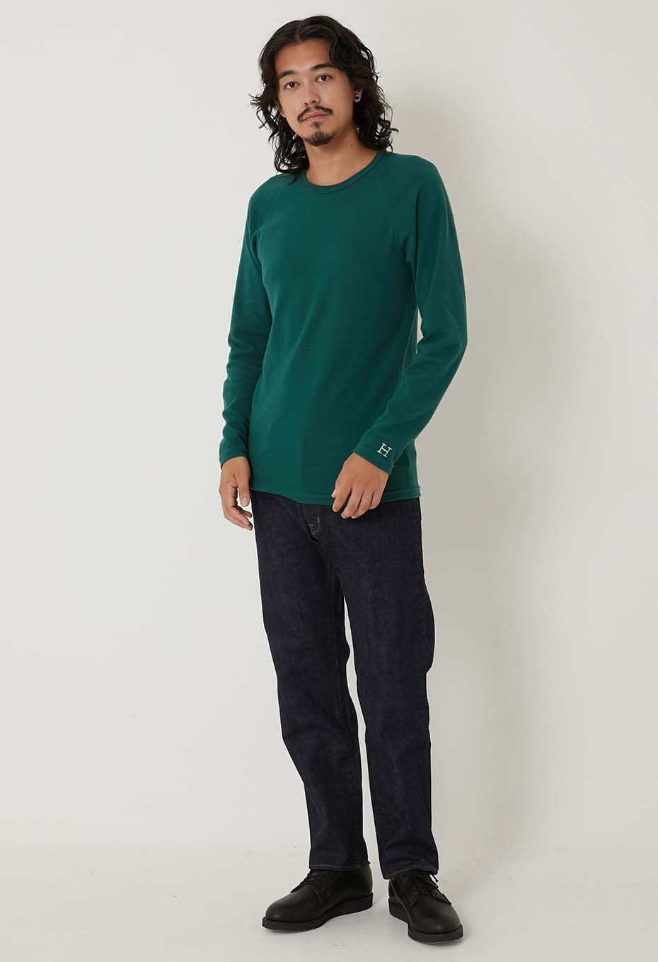 ストレッチフライス ロングスリーブ Tシャツ - DARK GREEN