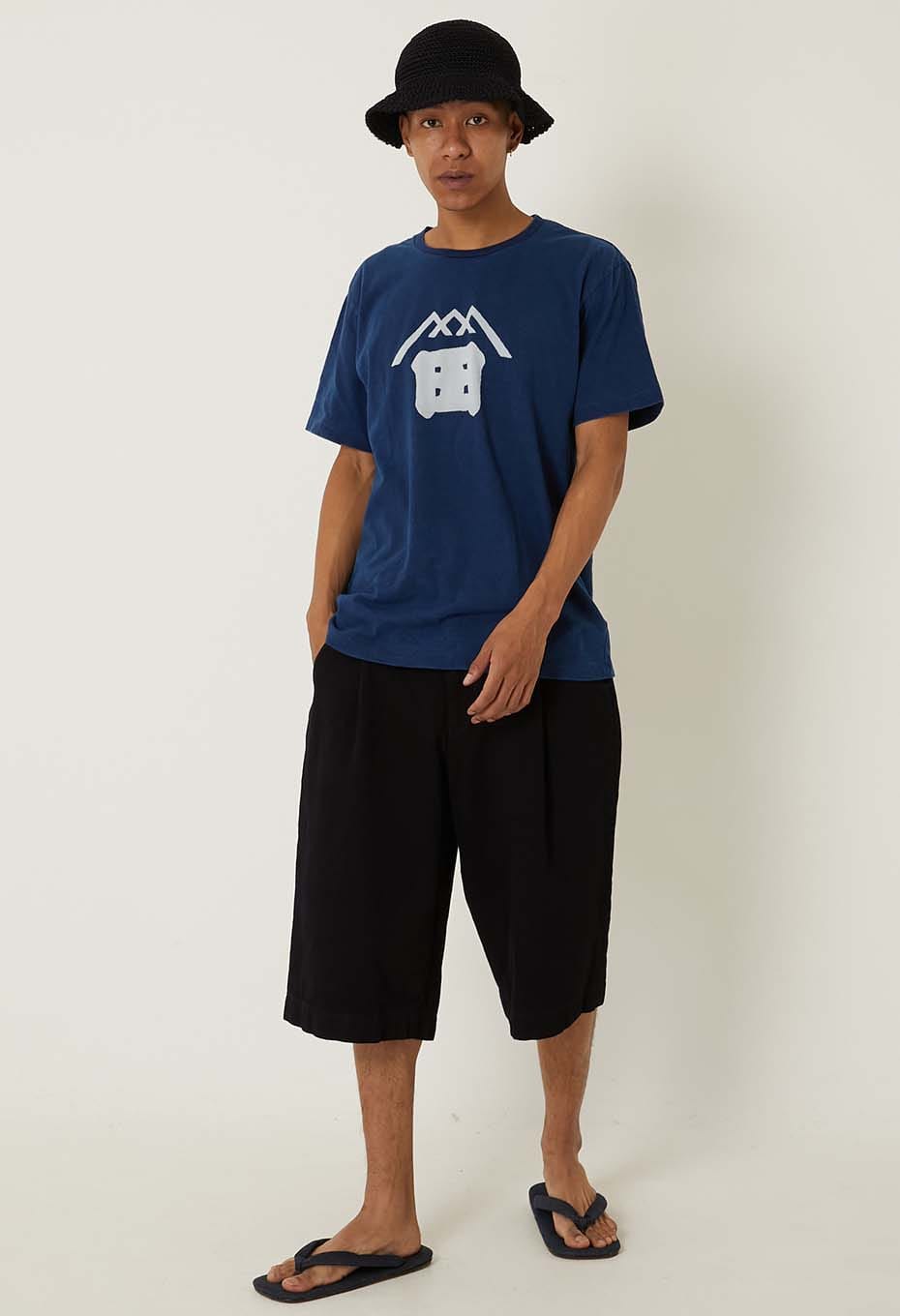 Woven Pure Indigo Sashiko wide shorts - A