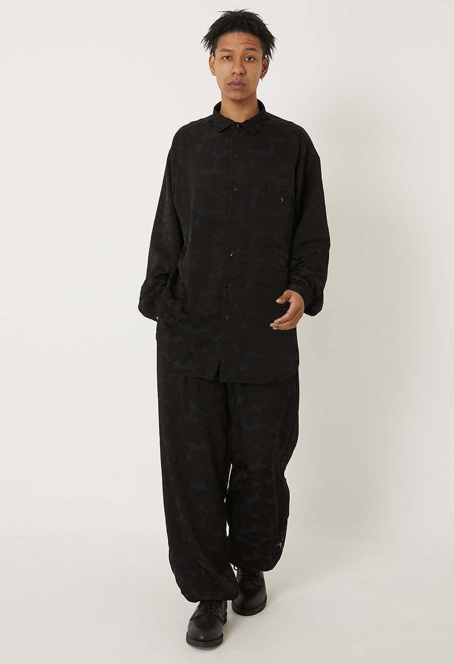 スカシモヨウ ロングスリーブシャツ - BLACK