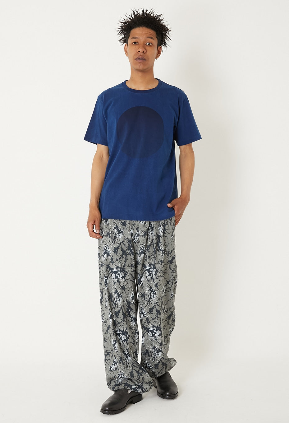 インディゴオオマルプリント ショートスリーブTシャツ - A