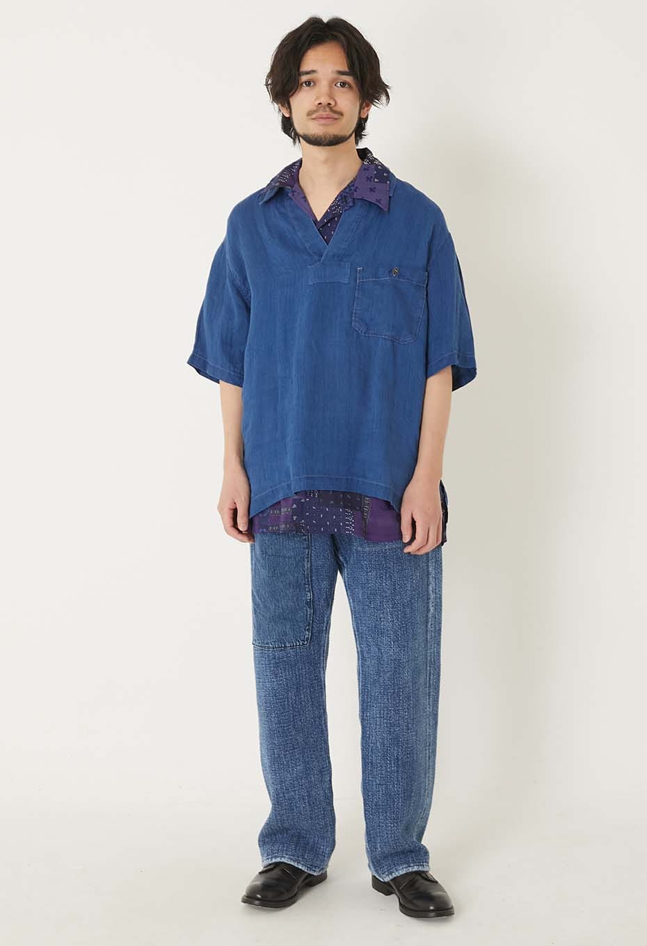 インディゴリネン ハイカウントツイルスキッパーシャツ - INDIGO
