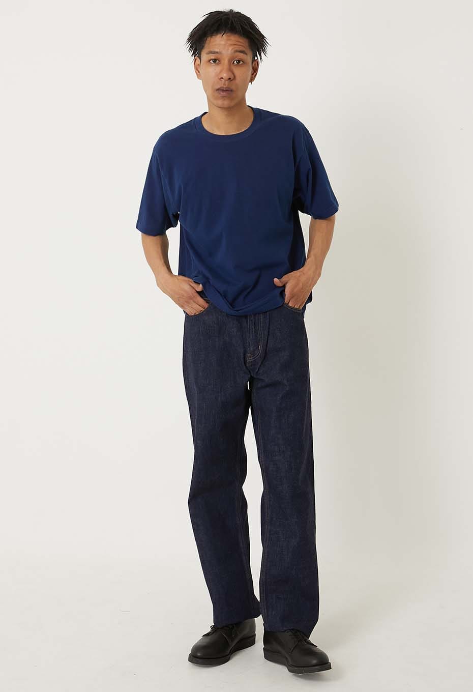オーガニックコットン インディゴテゾメ ハイゲージテンジク Tシャツ - INDIGO