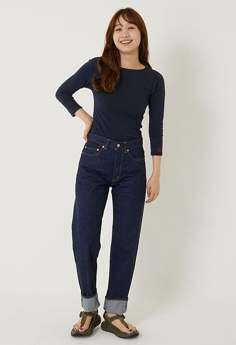ストレッチフライス ボートネック ハーフスリーブ Tシャツ ウィメンズ - NAVY