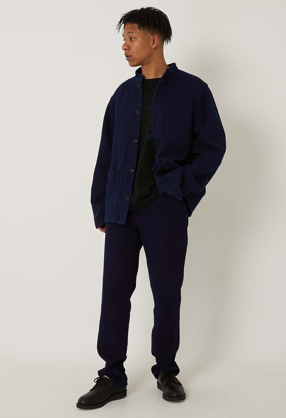 Woven Pure Indigo Light Sashiko Jeans - INDIGO