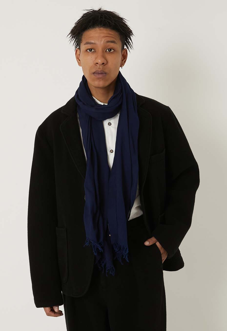 Woven Pure Indigo  Cotton Bamboo Stole - A