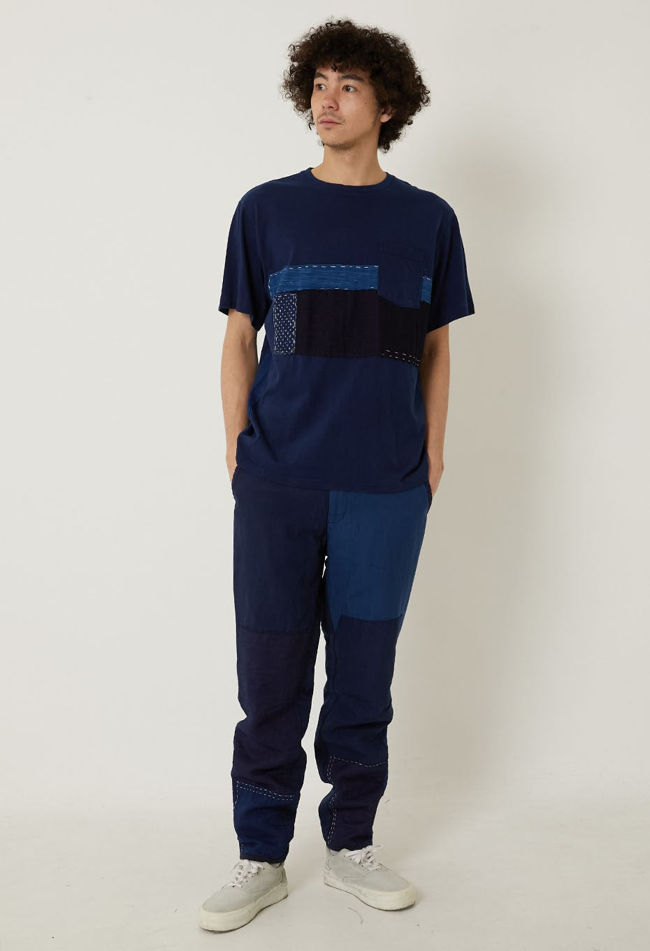 インディゴテゾメ パッチワーク Tシャツ - INDIGO