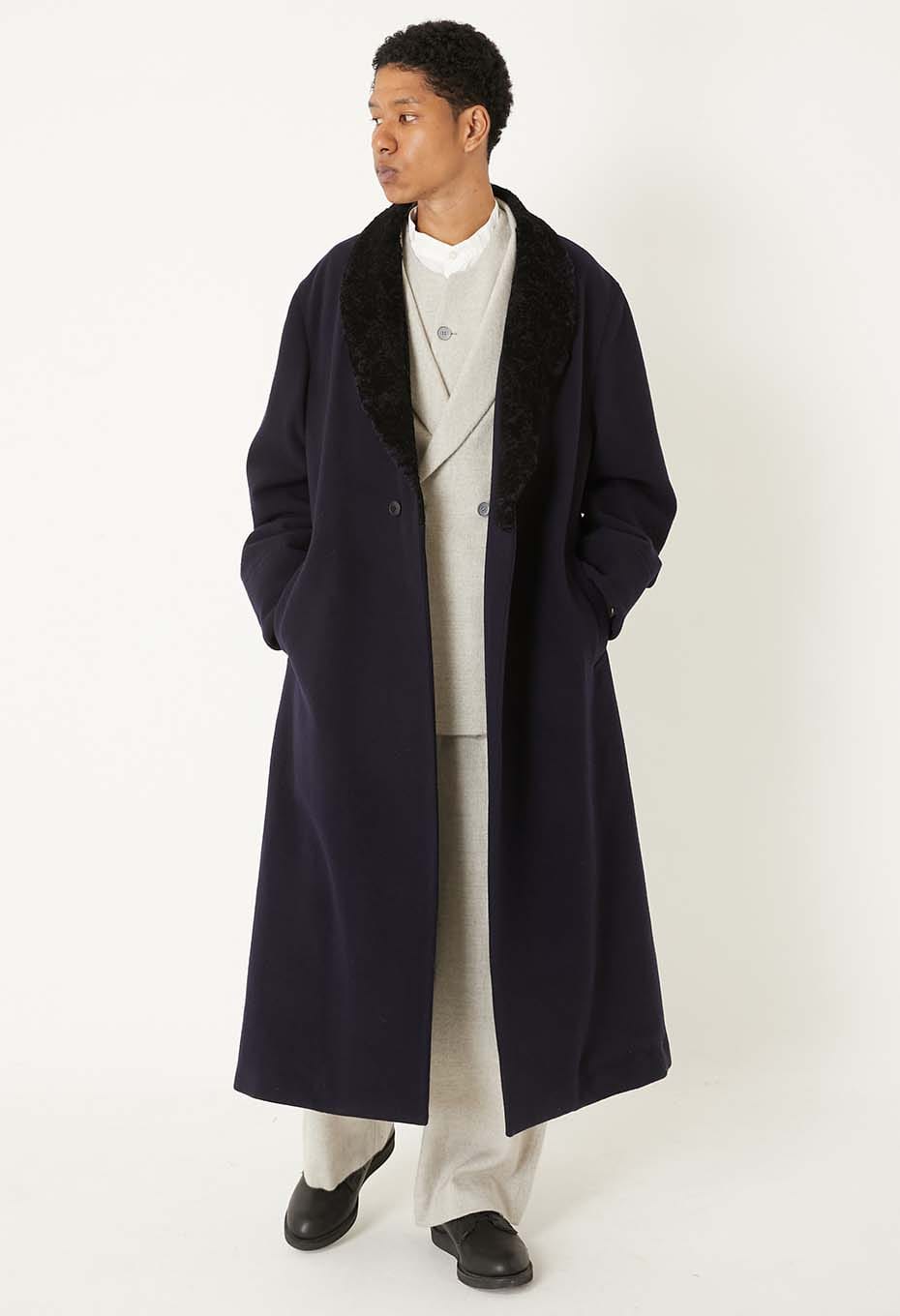 カシミアミックスフリース タイロッケンコート - DARK NAVY