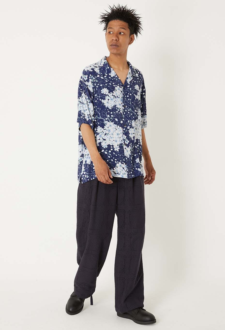 ミズヒキレース ドローストレートパンツ - DARK NAVY