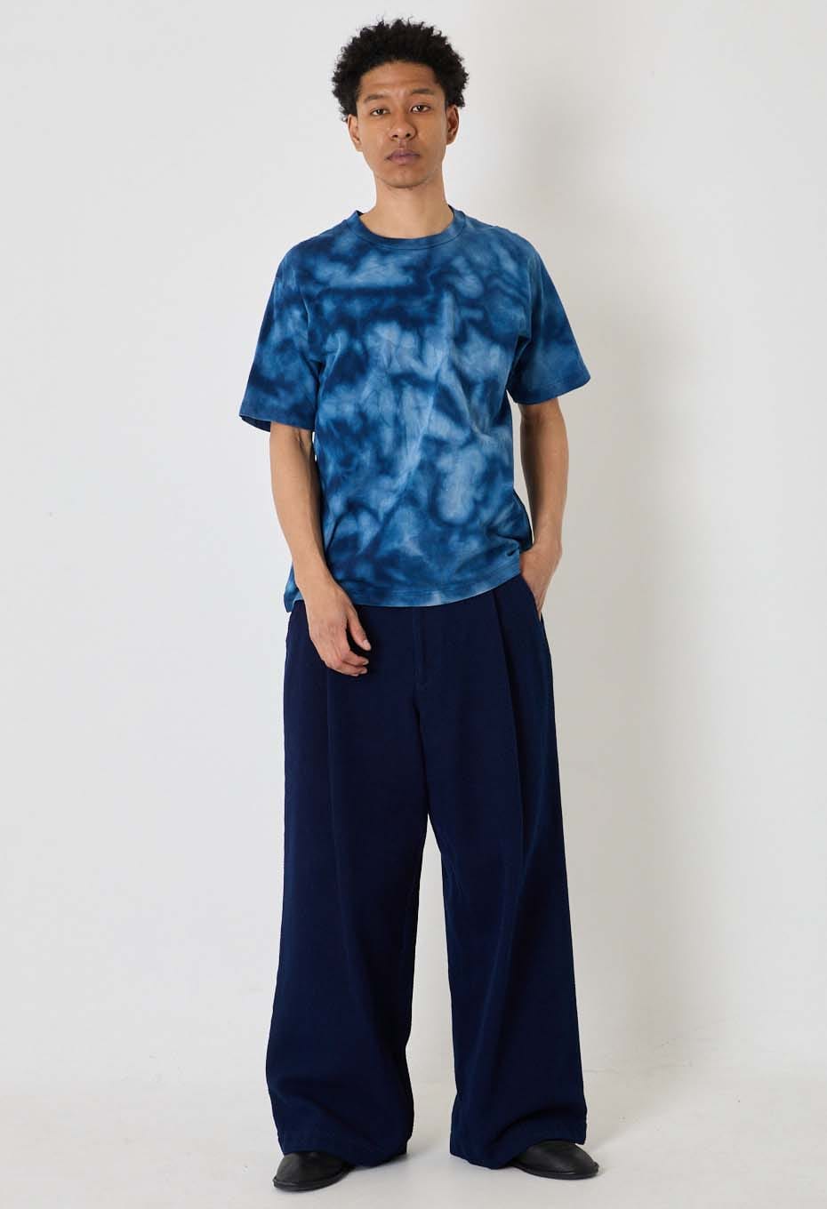 オーガニックコットン テシボリ バッセン ショートスリーブＴシャツ - INDIGO
