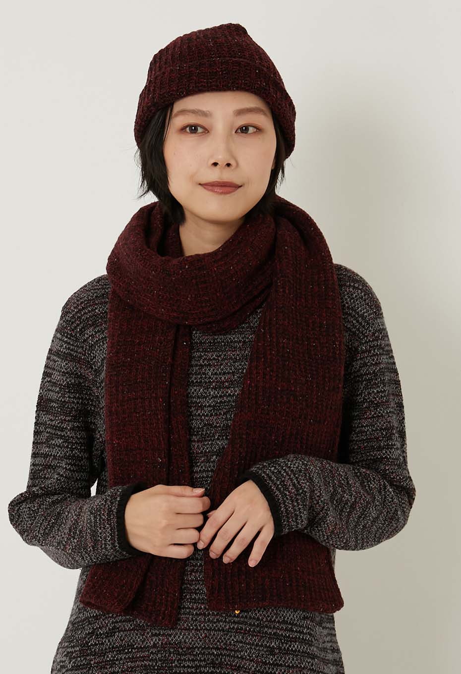 Dimlite Nep Rib Knit Muffler - RED