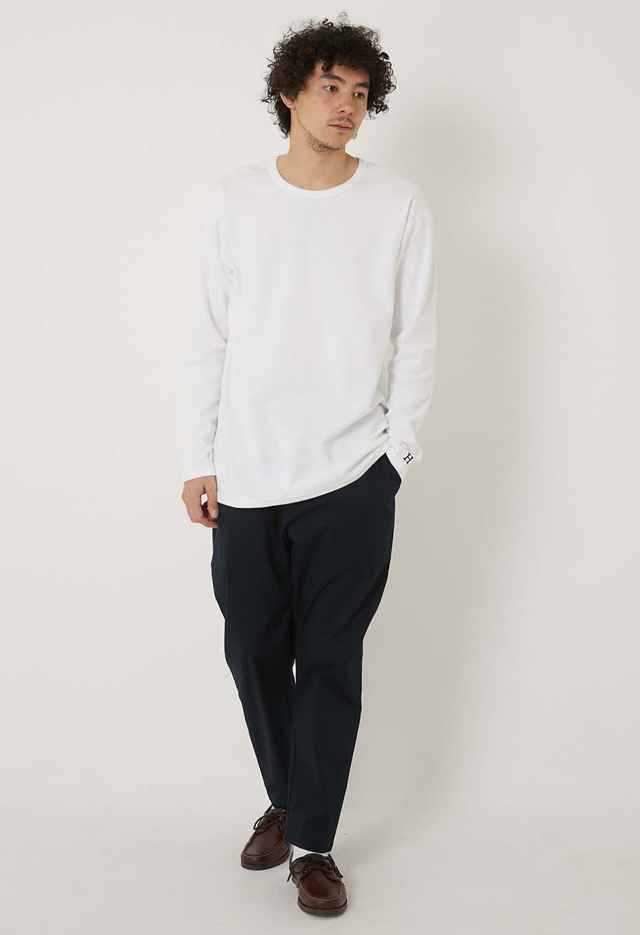ストレッチフライス コンフォータブル ロングスリーブ Tシャツ - WHITE