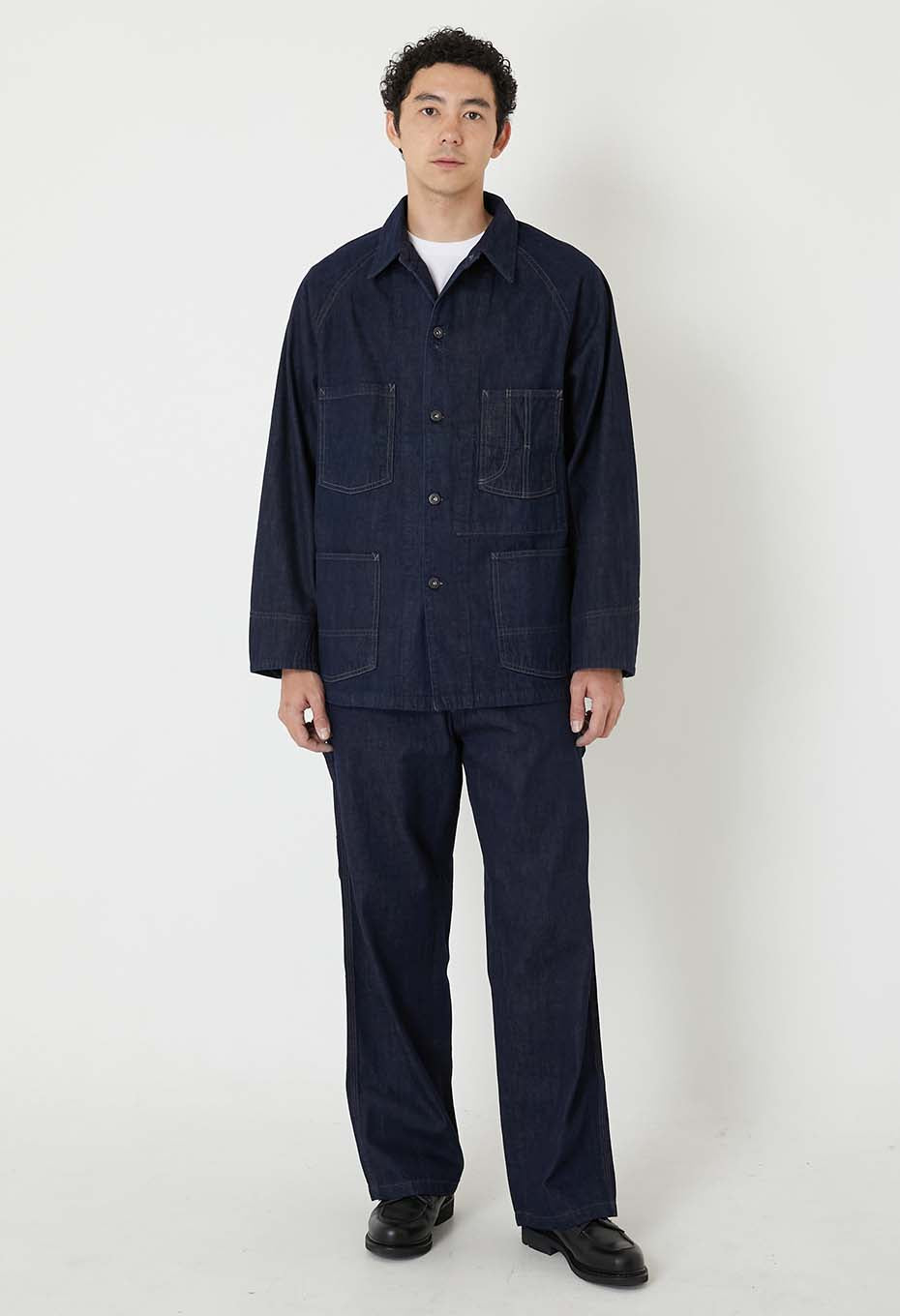 JK101 Selvedge light denim raglan sleeve coverall - INDIGO