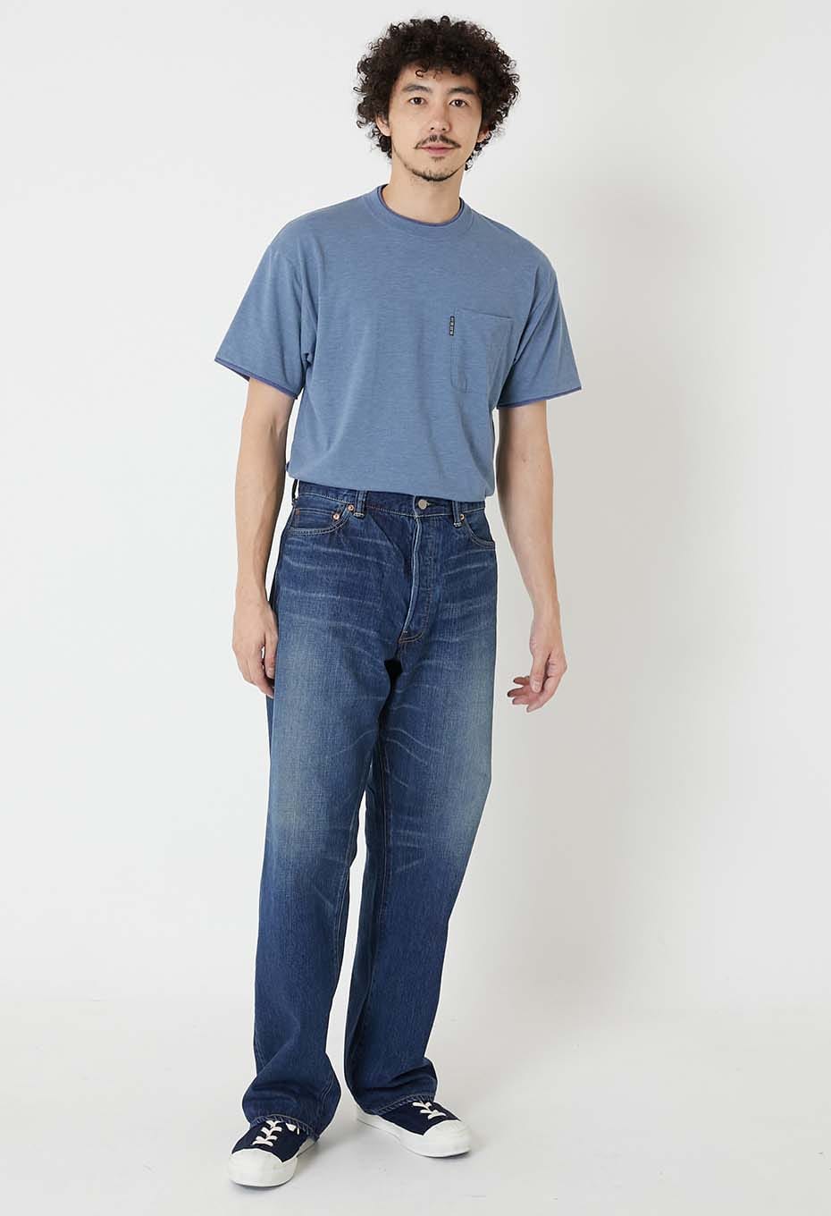PP06 スーピマセルビッチ デニム DARK USED WASH ワイドジーンズ - INDIGO
