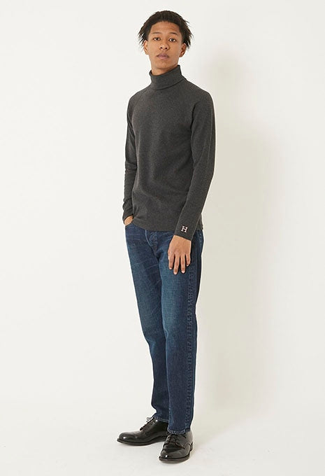 ストレッチフライス タートルネック ロングスリーブ Tシャツ - DARK GREY