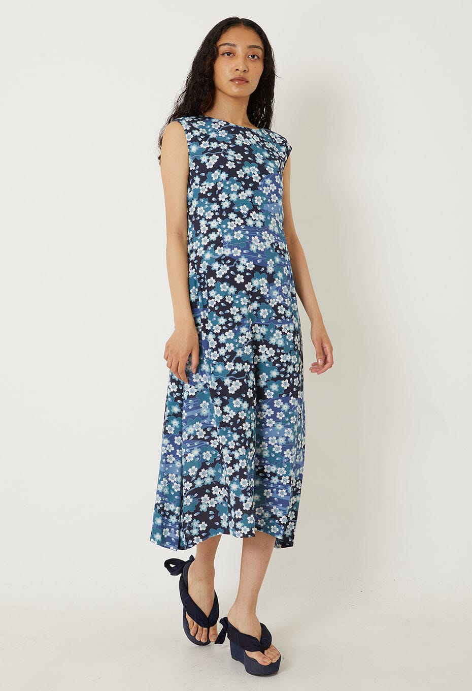 Sakura Nagare Sleeveless One Piece - DARK NAVY