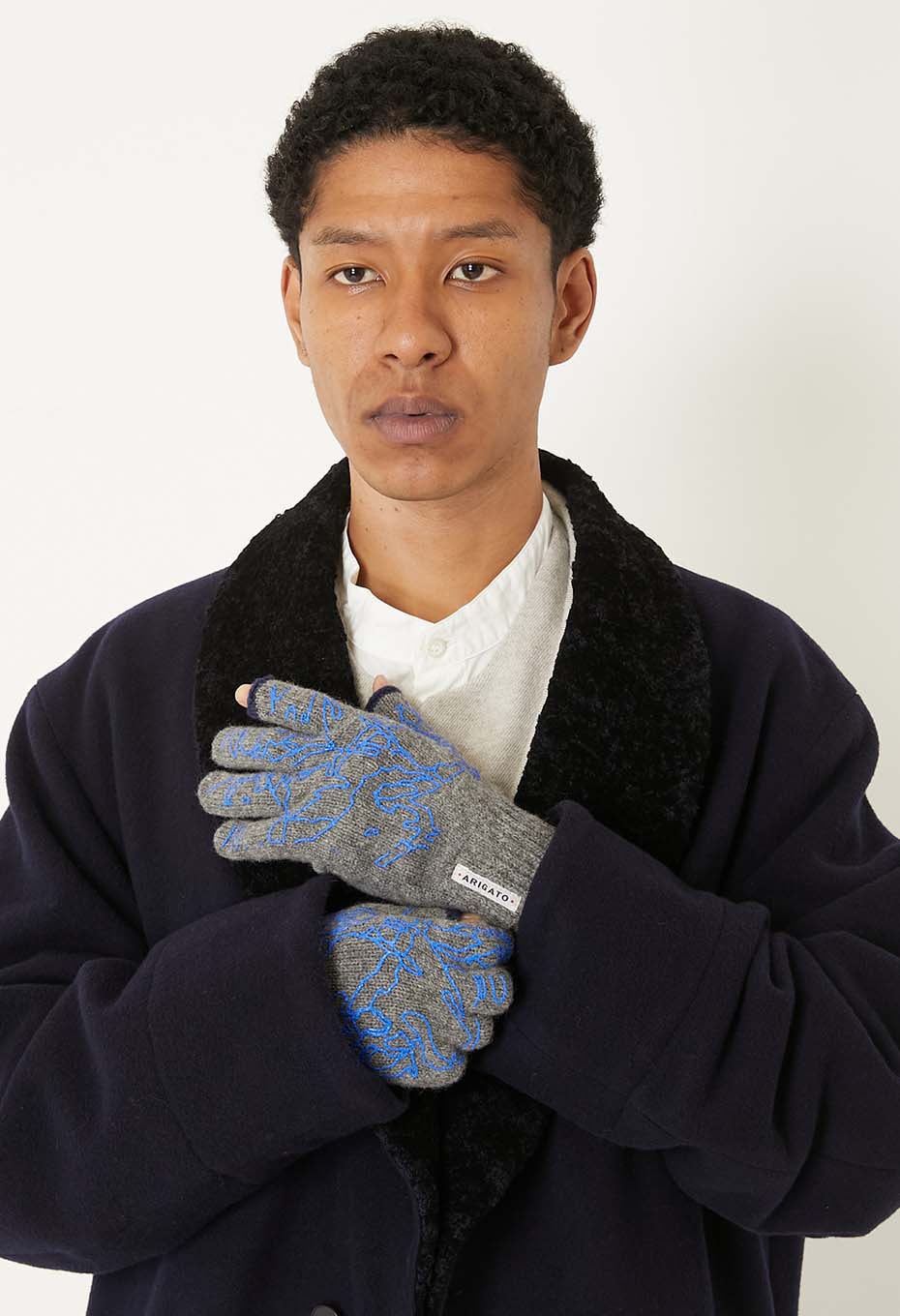 Recycled cashmere spider gloves - GRAY